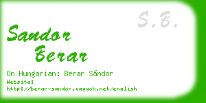 sandor berar business card
